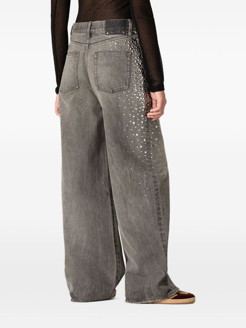 Golden Goose Grey Silk And Nylon Denim Jeans