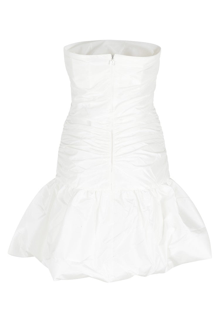 Rotate Cream Balloon Skirt Sleeveless Silk Mini Dress