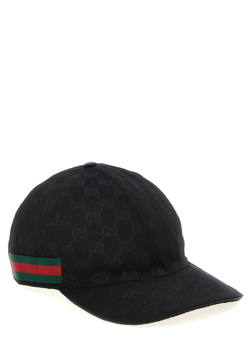 Gucci Subtle Logo Black Cap With Distinctive Web Band