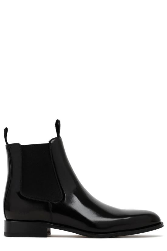 Christian Dior Polished Black Ankle Boots With Minimalist Design