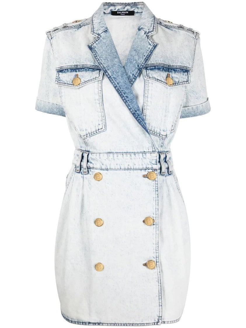 Balmain Denim Belted Short Dress