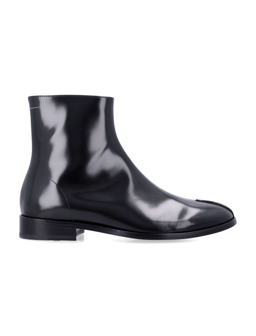 Mm6 By Maison Margiela Anatomic Tapered Stacked Heel Leather Ankle Boots