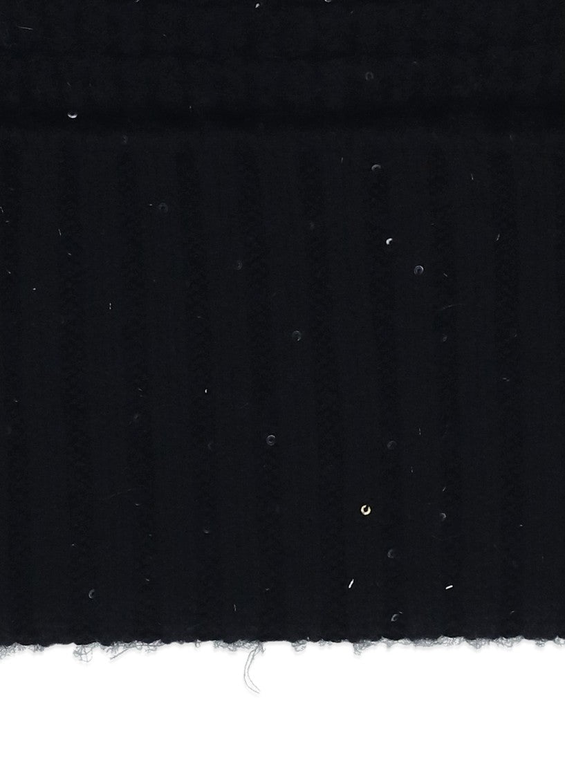 Fabiana Filippi Black Wool-Blend Sequined Beanie