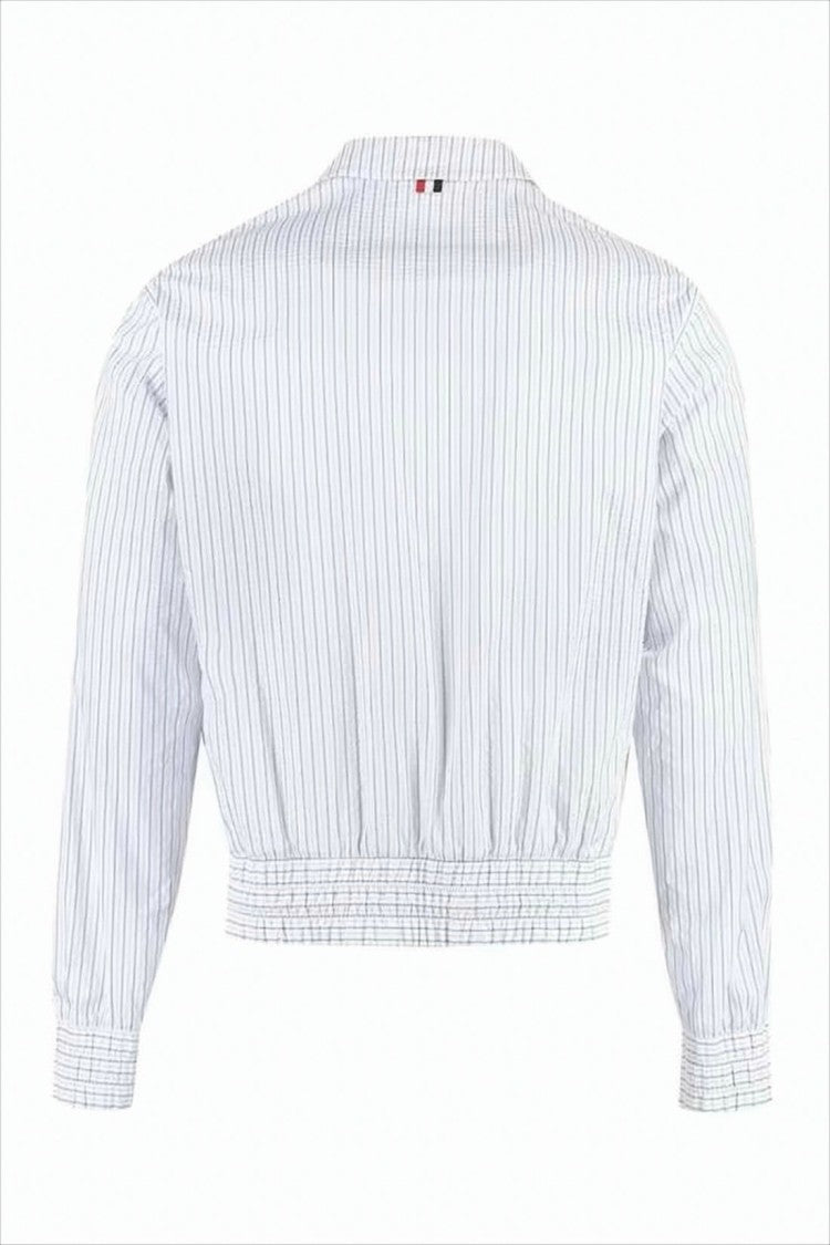 Thom Browne Cropped Lightweight Jacket With Vertical Pinstripe Pattern