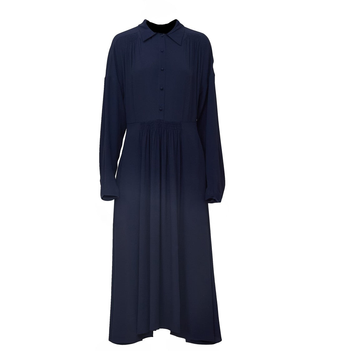 N°21 Gathered Waist Midi Dress With Classic Collar