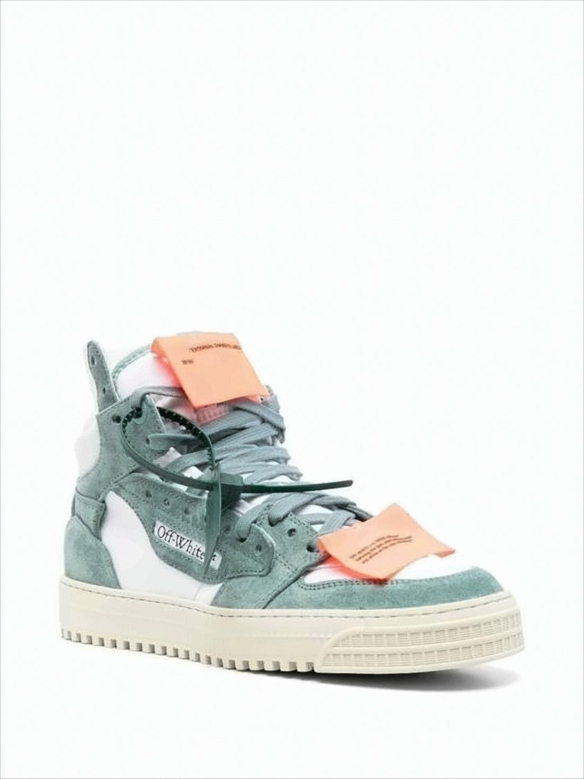Off-White High-Top Sneakers With Arrow Logo And Textured Sole