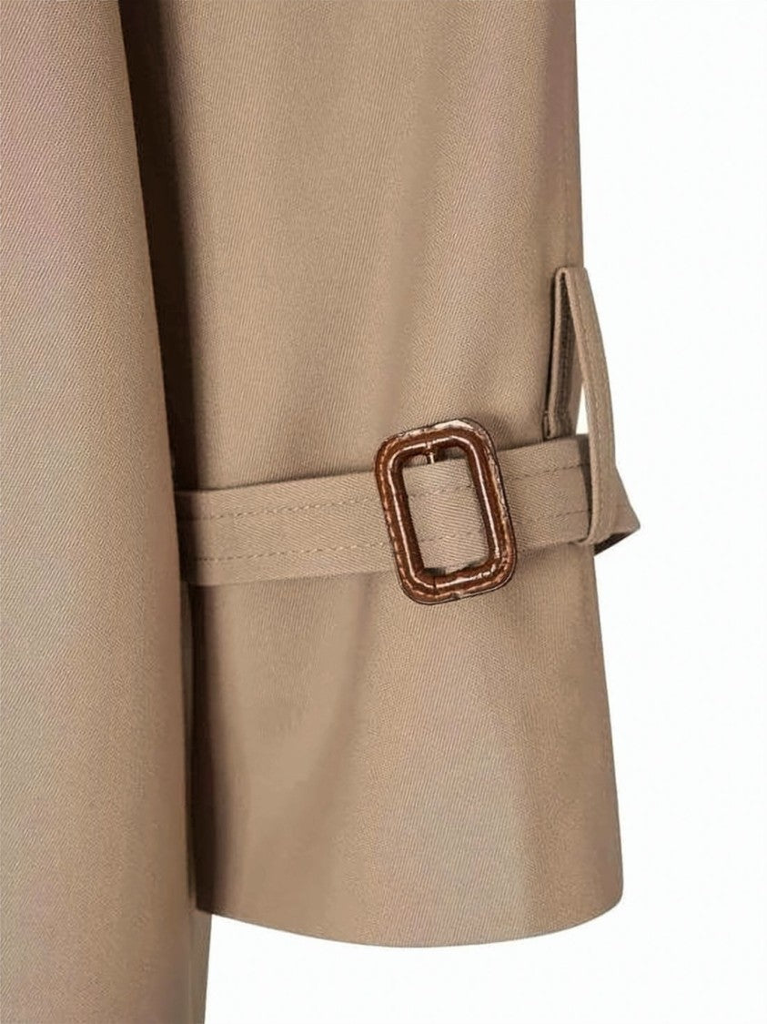Totême Double-Breasted Beige Coat With Wide Lapel Collar
