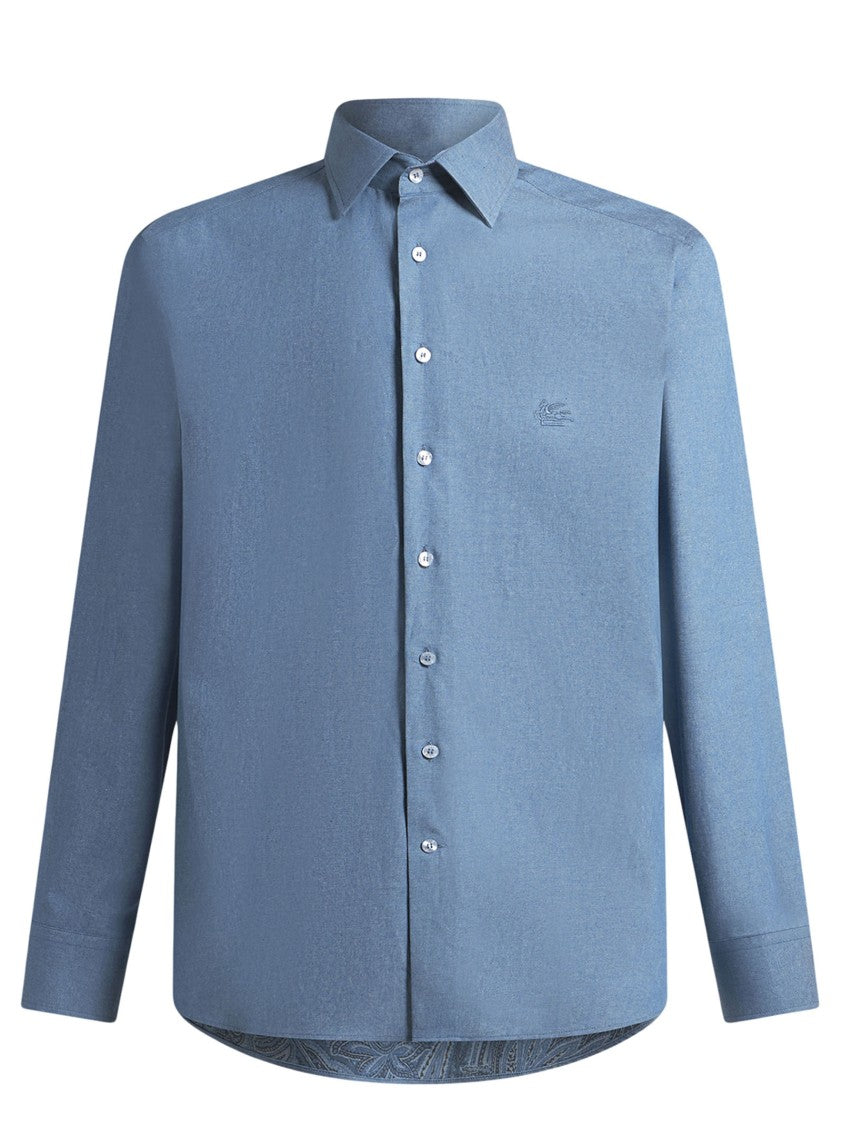 Etro Blue Cotton Tailored Button-Down Shirt