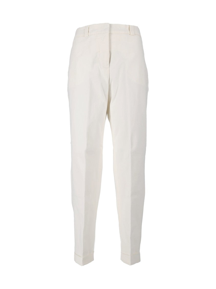 Peserico White Tailored Straight-Leg Formal Pants