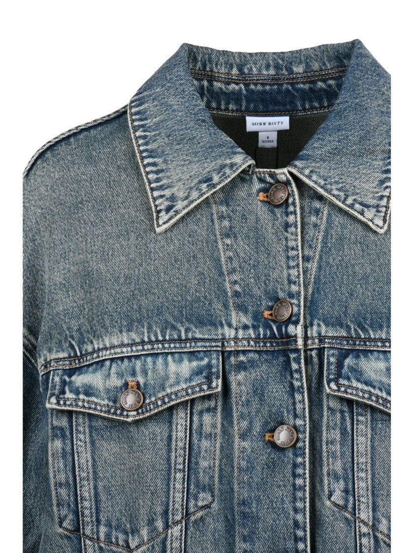 Miss Sixty Light Blue Cotton Button Oversized Denim Jacket