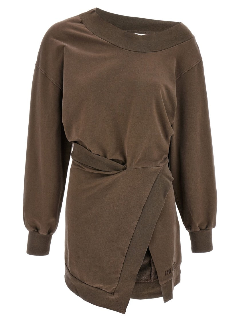 The Attico Fleece Mini Dress With Crossed Skirt