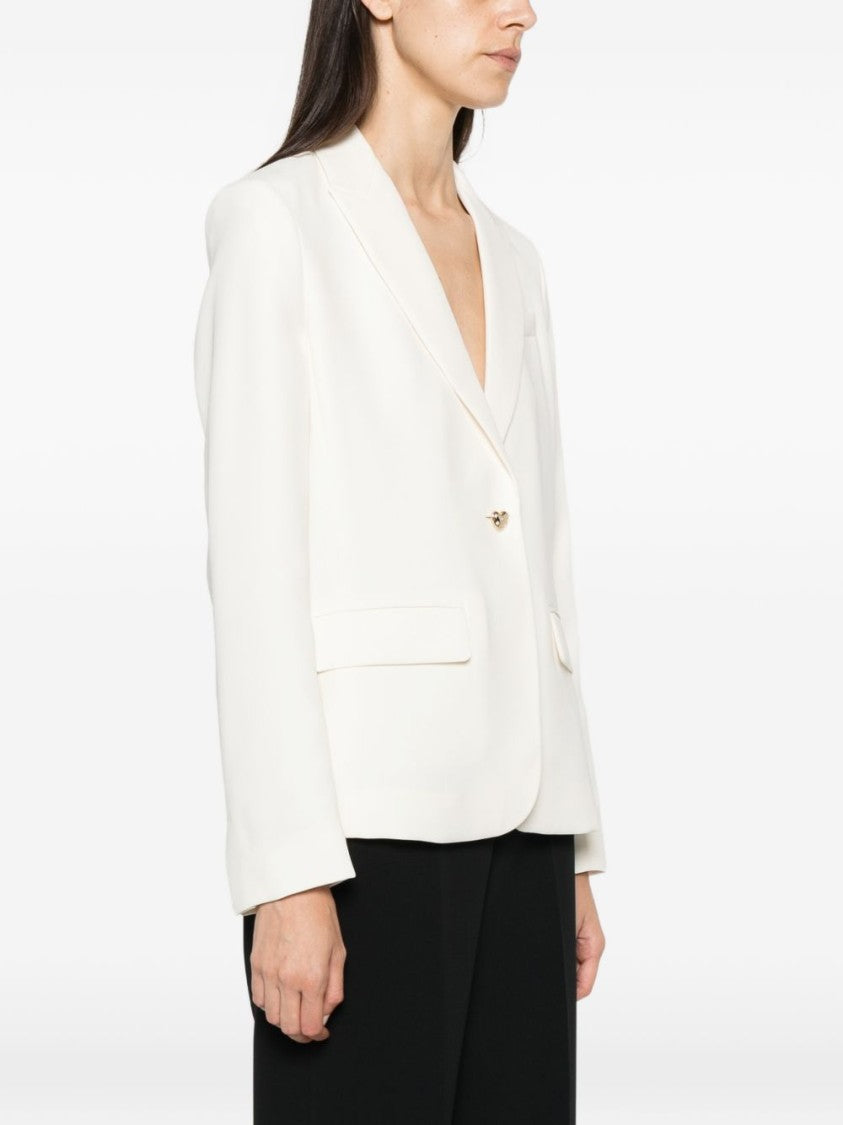 Twin-Set Tailored White Jacket With Decorative Closure