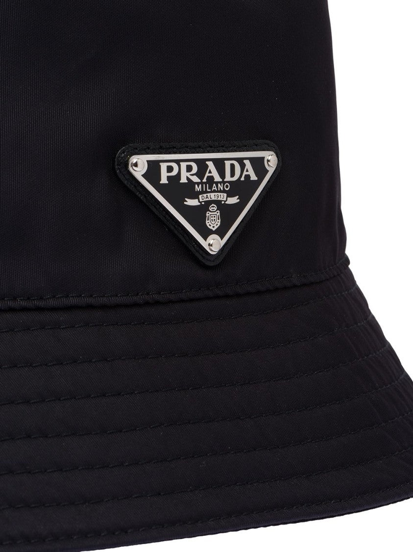 Prada Black Bucket Hat With Structured Crown