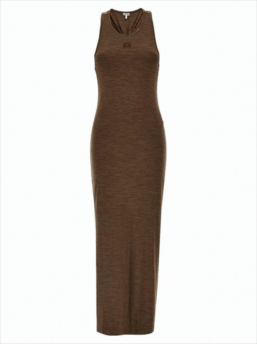 Loewe Sleeveless Fitted Long Dress With Twisted Cutout Detail