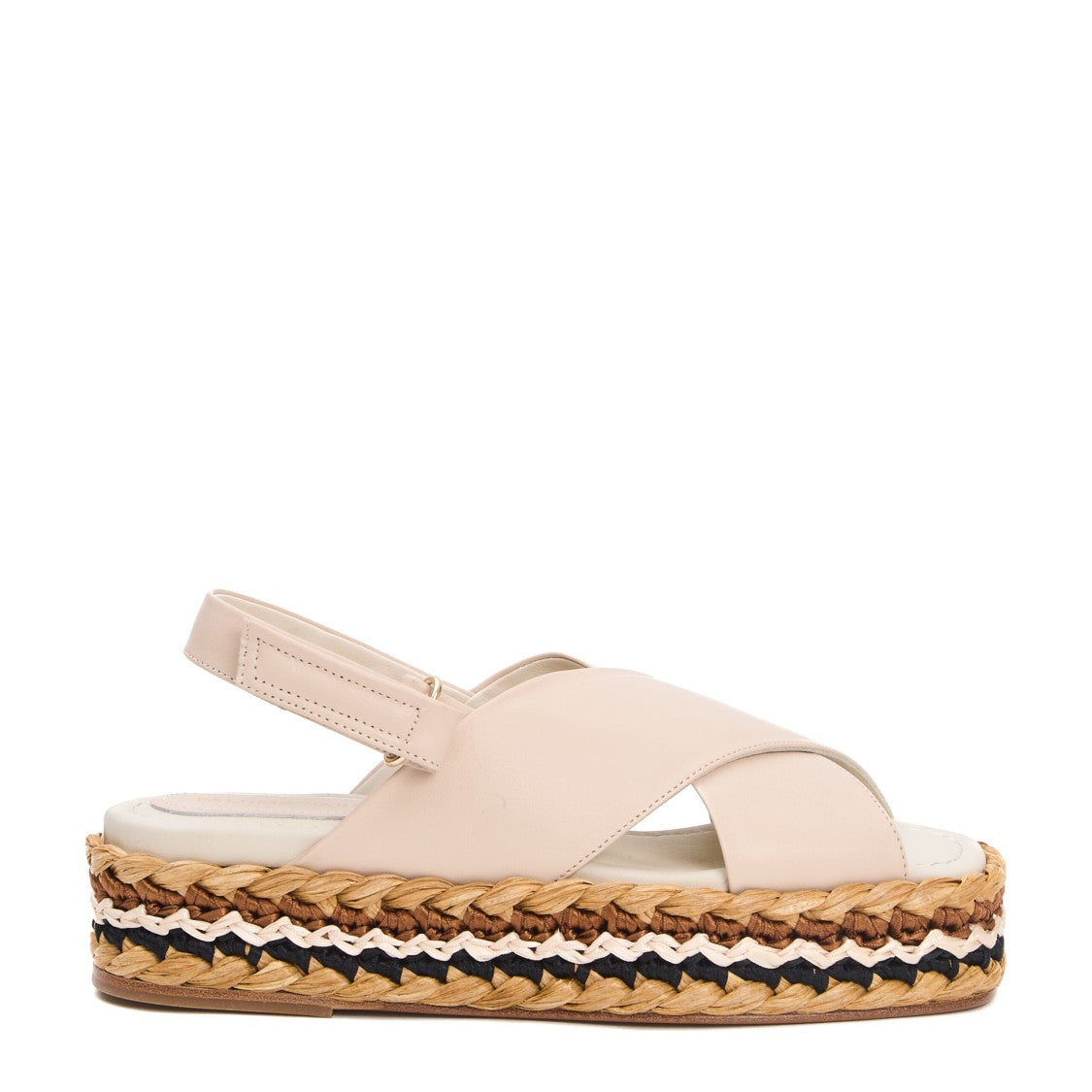 Paloma Barceló Beige Leather Braided Rope Wedge Sandal
