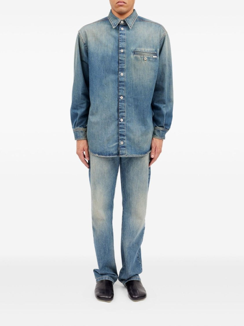 Mm6 By Maison Margiela Denim Shirt With Vintage Wash