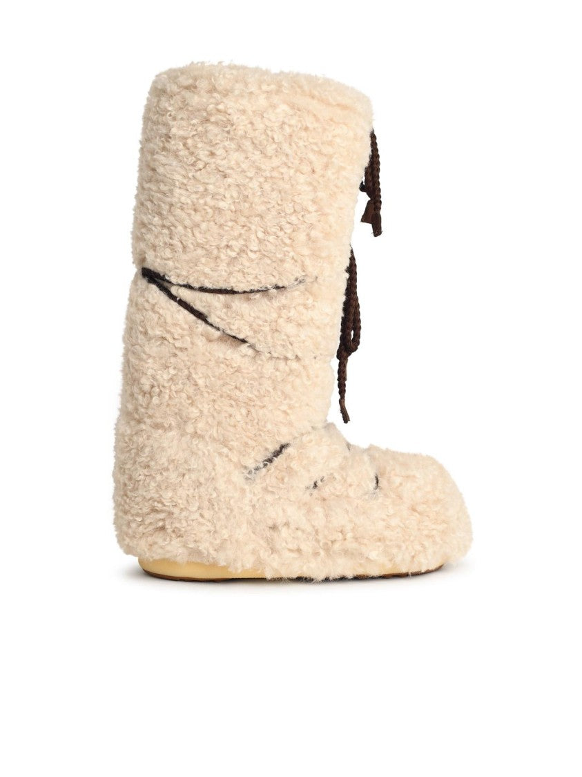 Moon Boot Ecru Faux Fur Boot
