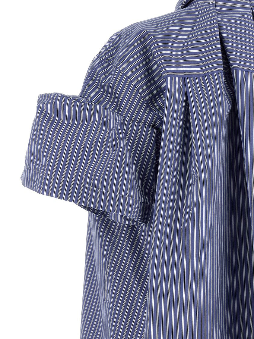Sacai Cotton Poplin Striped Shirt With Asymmetrical Hem