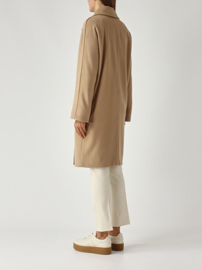 Max Mara Double-Breasted Virgin Wool Camel Coat
