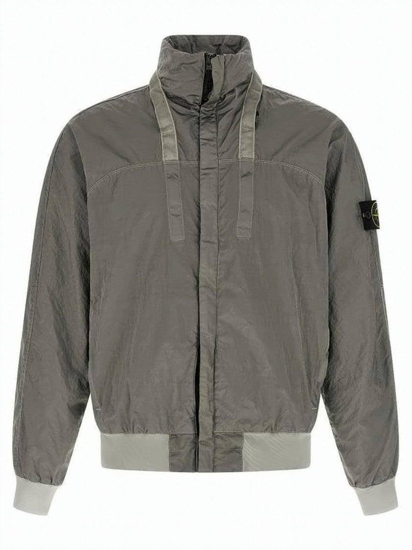 Stone Island Jacket With High Collar And Tonal Panel Detailing