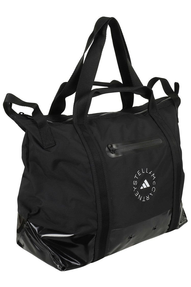 Adidas By Stella Mccartney Black Logo Multiple-Handles Zippered Polyester Tote Bag