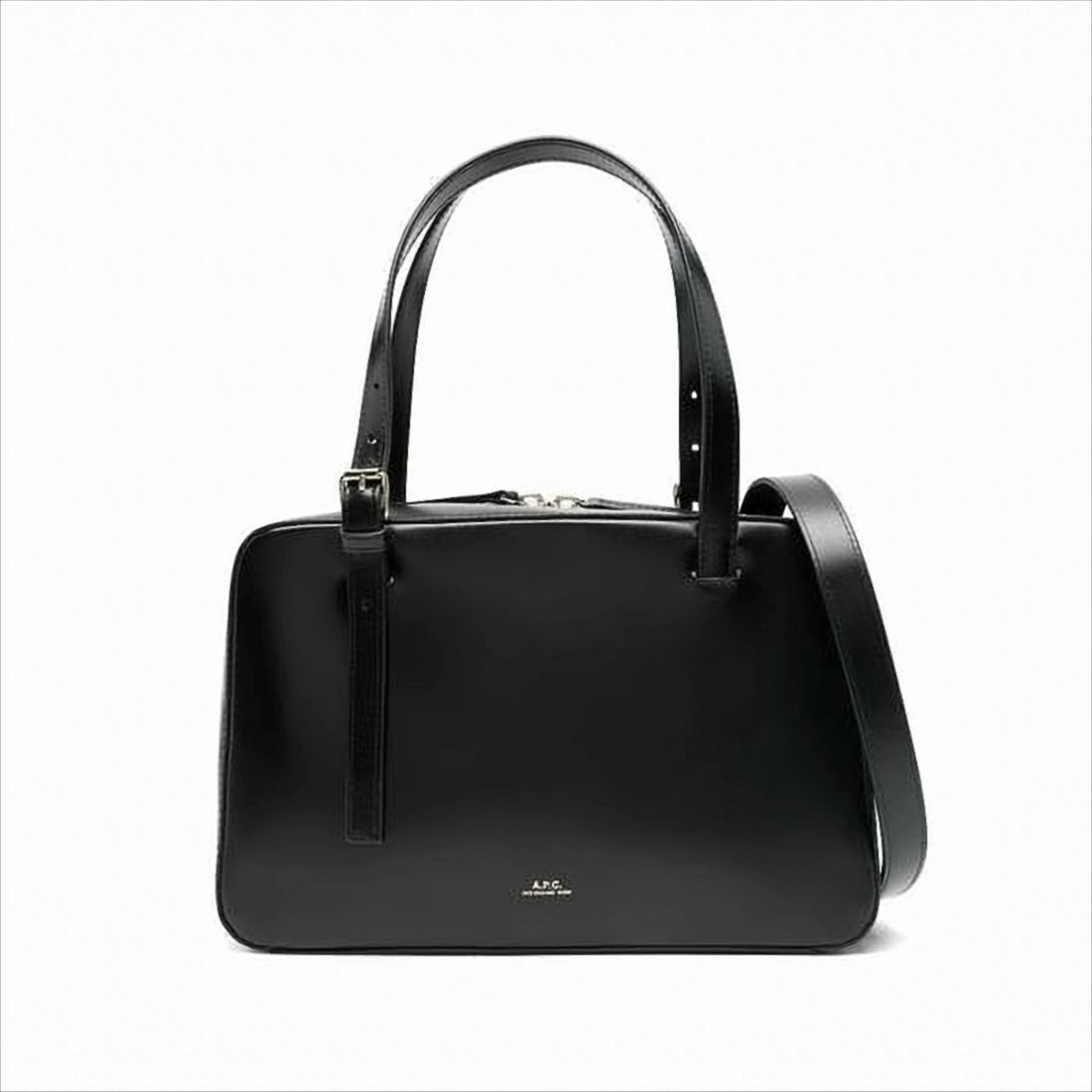 A.P.C. Polished Leather Tote Bag With Design
