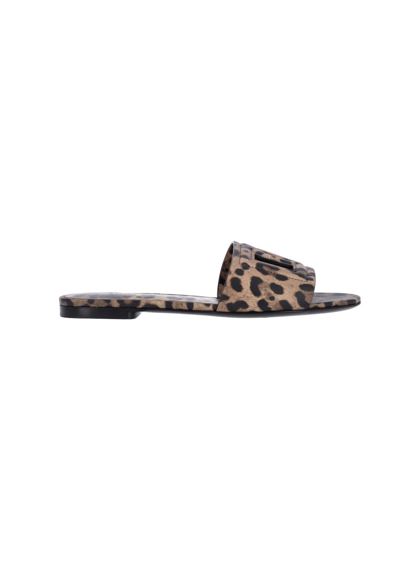 Dolce & Gabbana Leopard Print Strap Flat Sandals