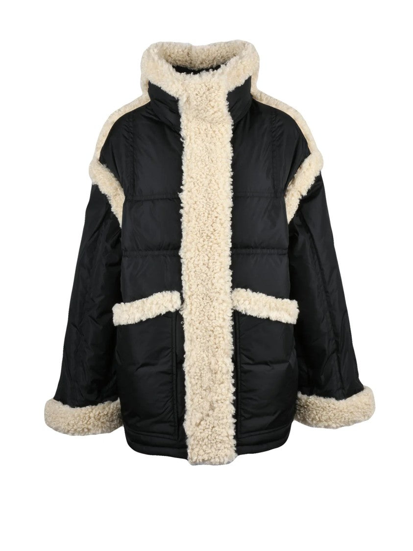 Stand Studio Black Dorothy Shearling Trim Down Jacket