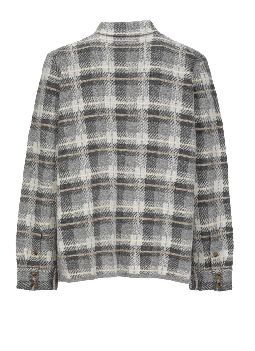 Guest In Residence Grey/White Checkered Pocket Cashmere Casual Shirt