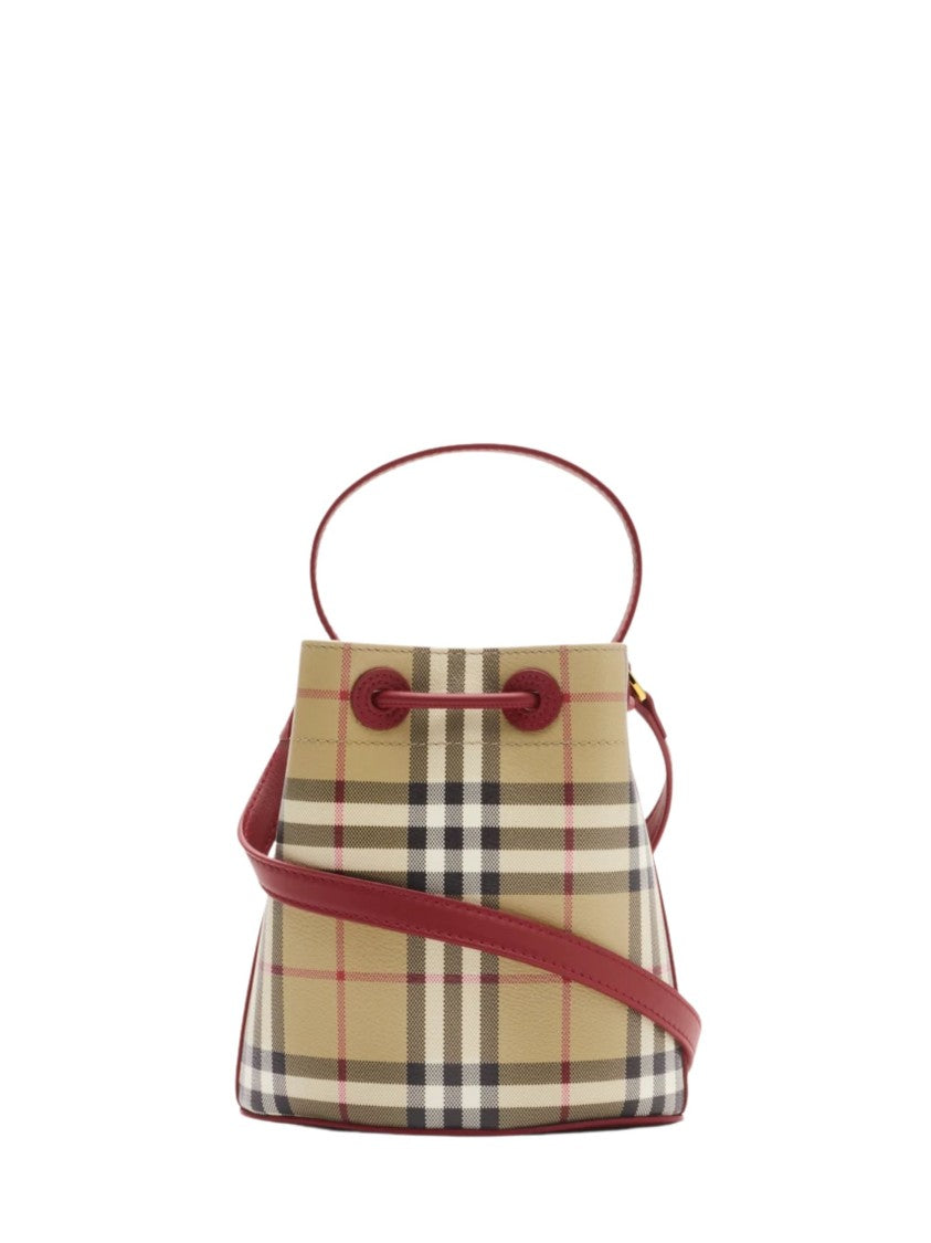 Burberry Beige Check Leather Bucket Bag