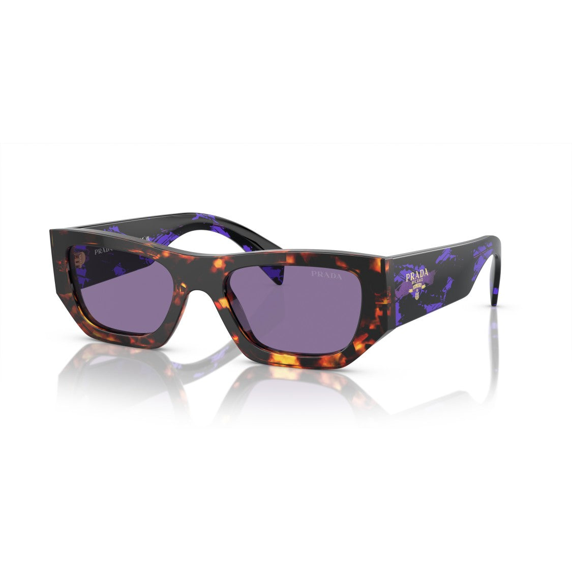 Prada 0Pr A01s Rectangular Tortoiseshell-Patterned Acetate Sunglasses