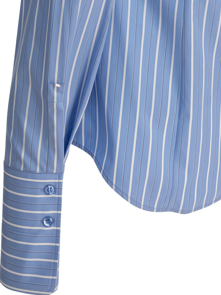 Max Mara Vertical Stripe Tailored Light Blue Shirt