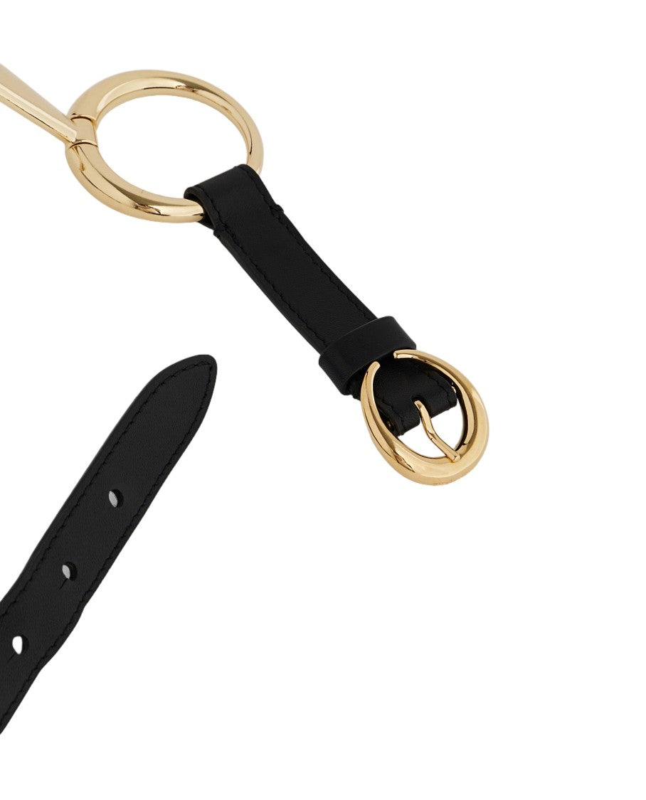 Rabanne Sophisticated Black Leather Belt With Gold Accents