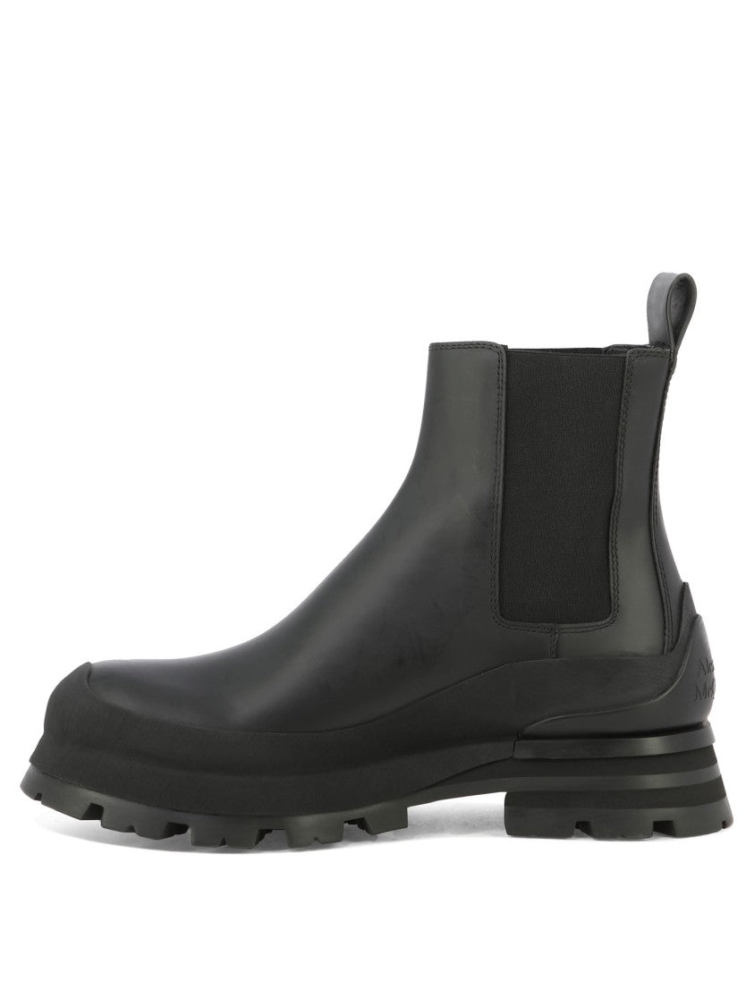 Alexander Mcqueen Leather-Rubber Ankle Boots