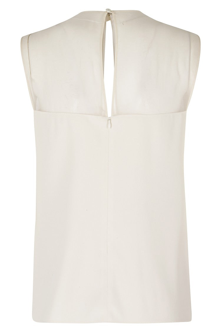 Alberta Ferretti White Graphic Print Feather Tank Top