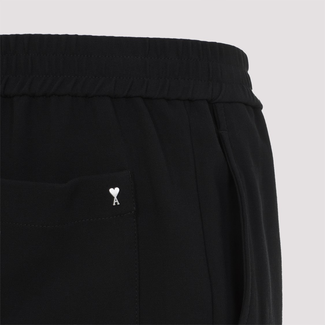 Ami Paris Loose Elasticated Large Black Cotton Bermuda