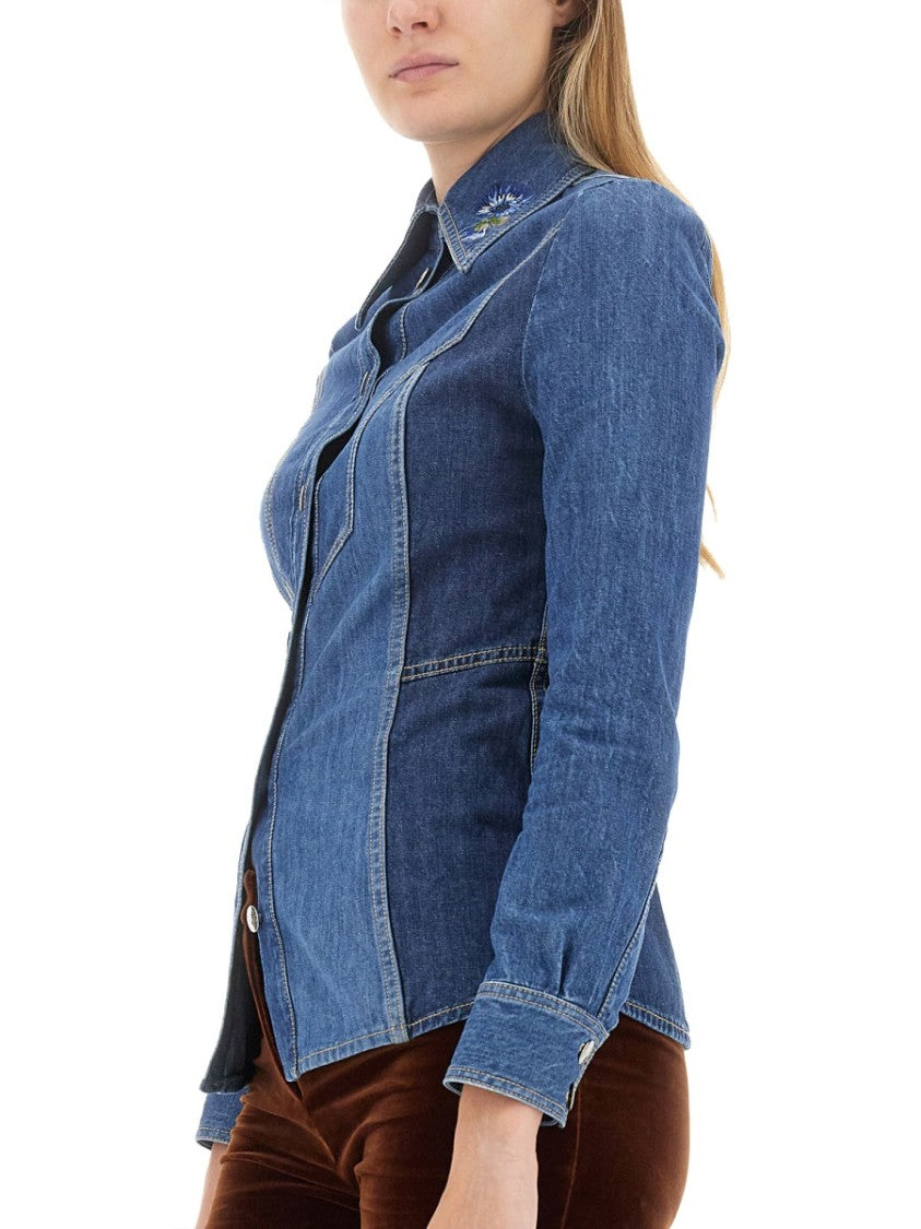 Etro Denim Design Slim Fit Shirt