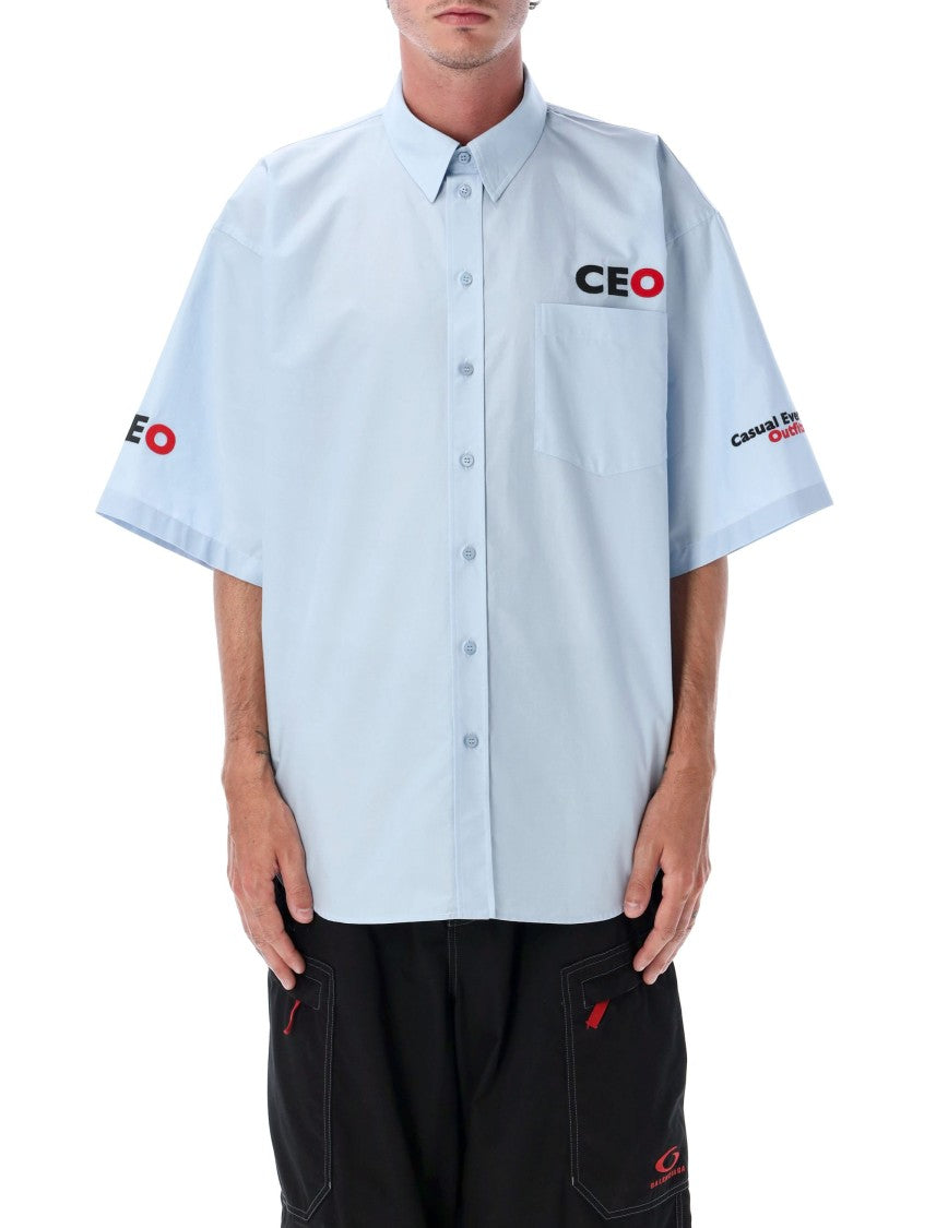 Balenciaga Ceo Uniform Logo Short Sleeve Oversized Shirt