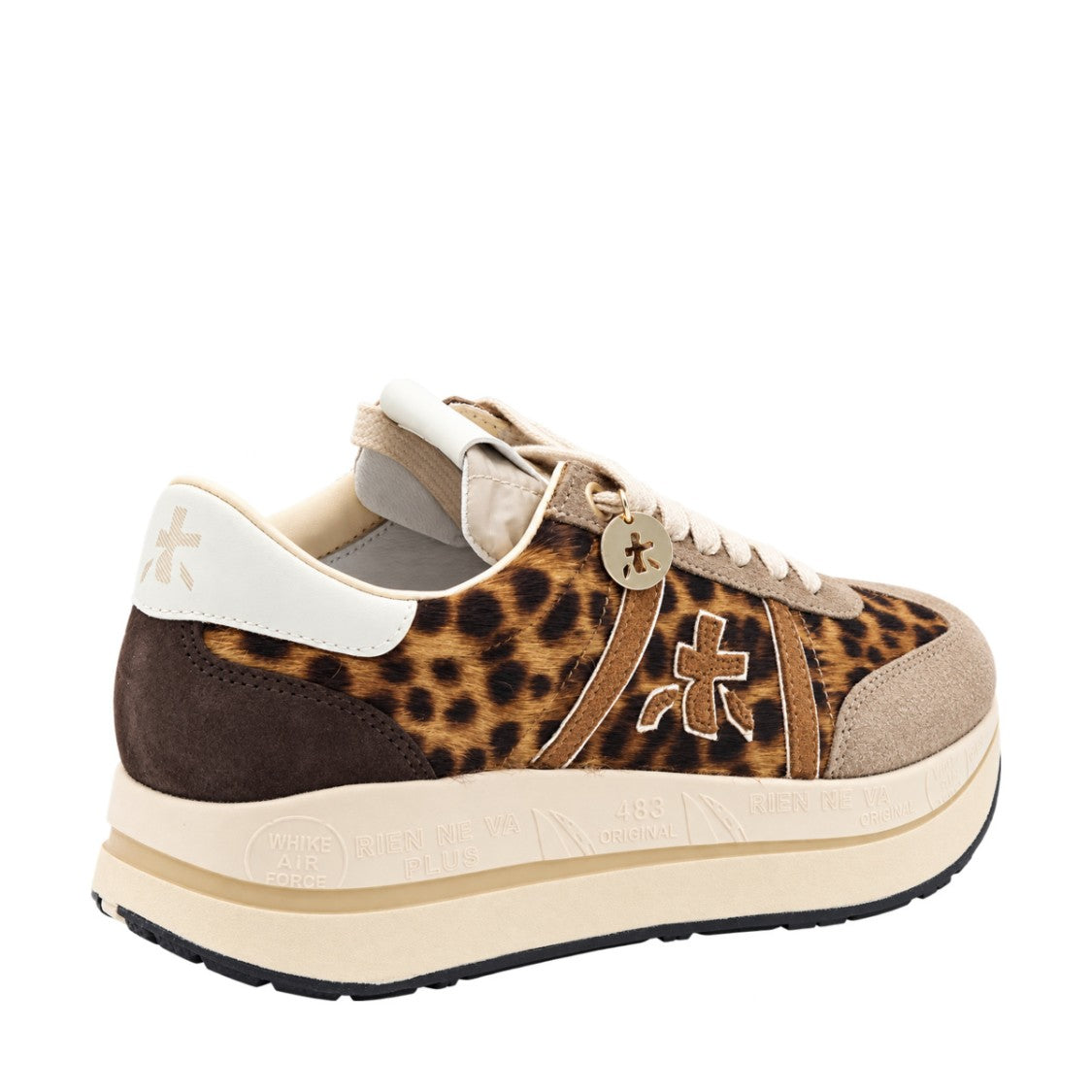 Premiata Leopard Print Suede Platform Sneakers