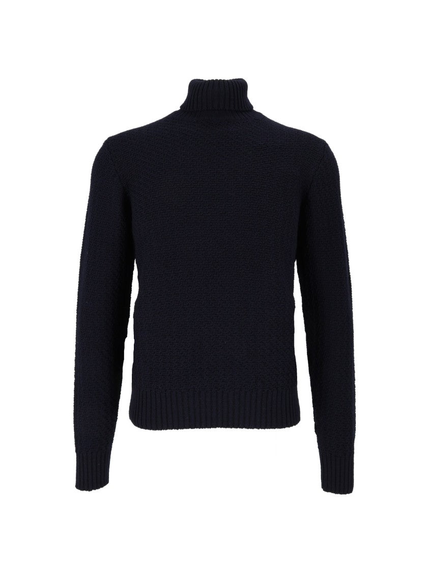 Circolo 1901 Black Ribbed Wool Turtleneck Sweater