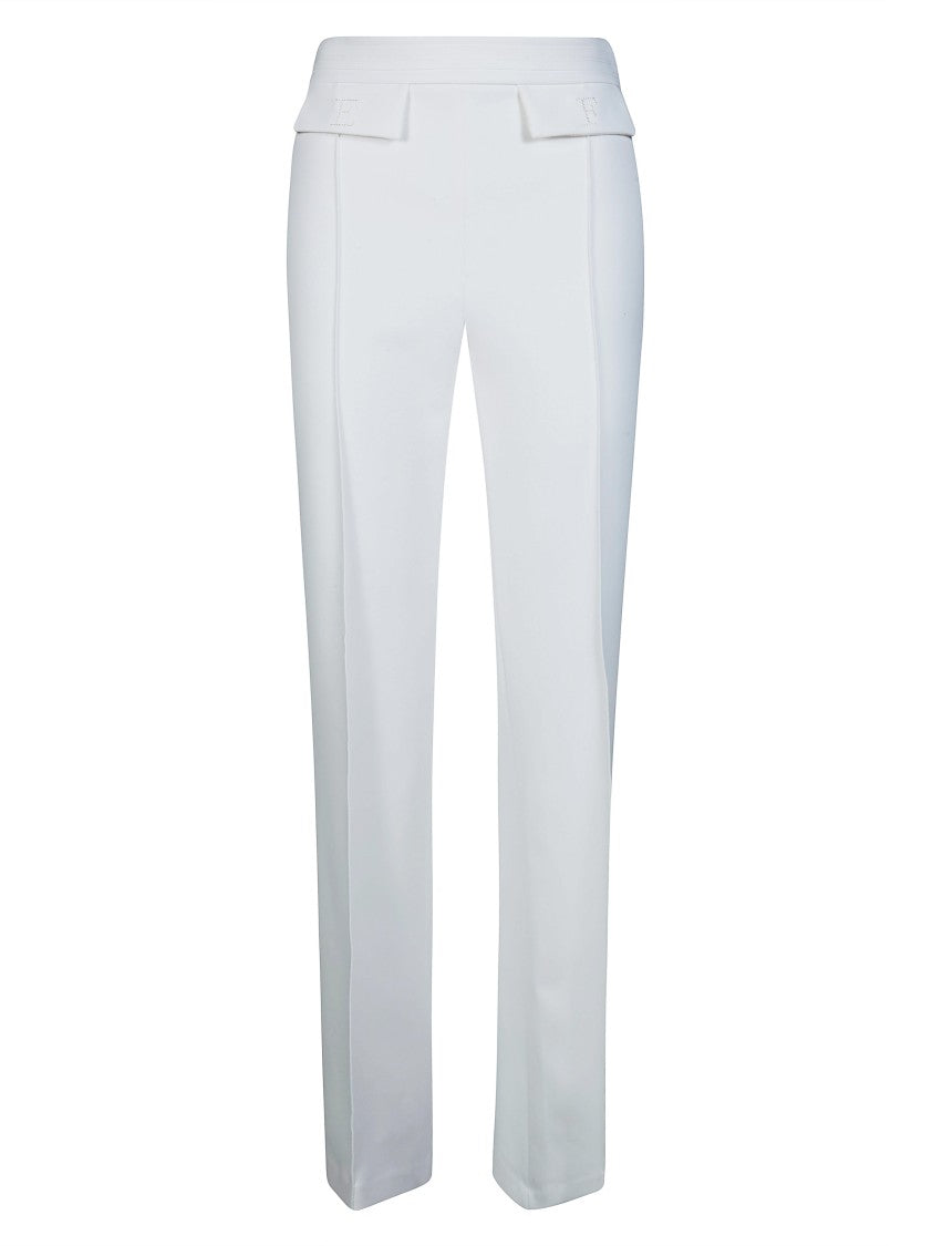 Elisabetta Franchi High Waist Logo Belt Straight Trousers