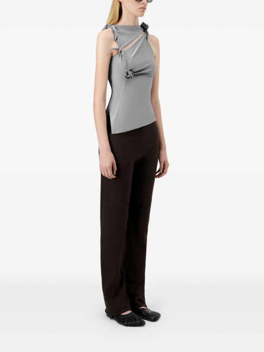 Coperni Grey Asymmetrical Cut Out Flower Top