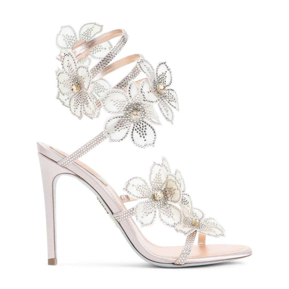 René Caovilla Leather Peach Flower Sandals