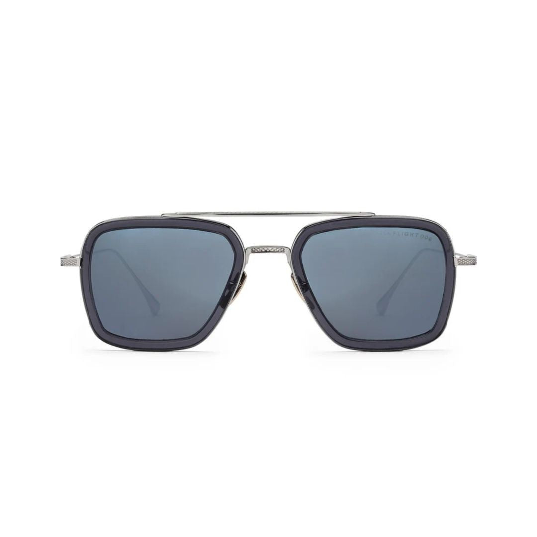 Dita Flight.006 Geometric Black Metal Frame Sunglasses With Dark Lenses