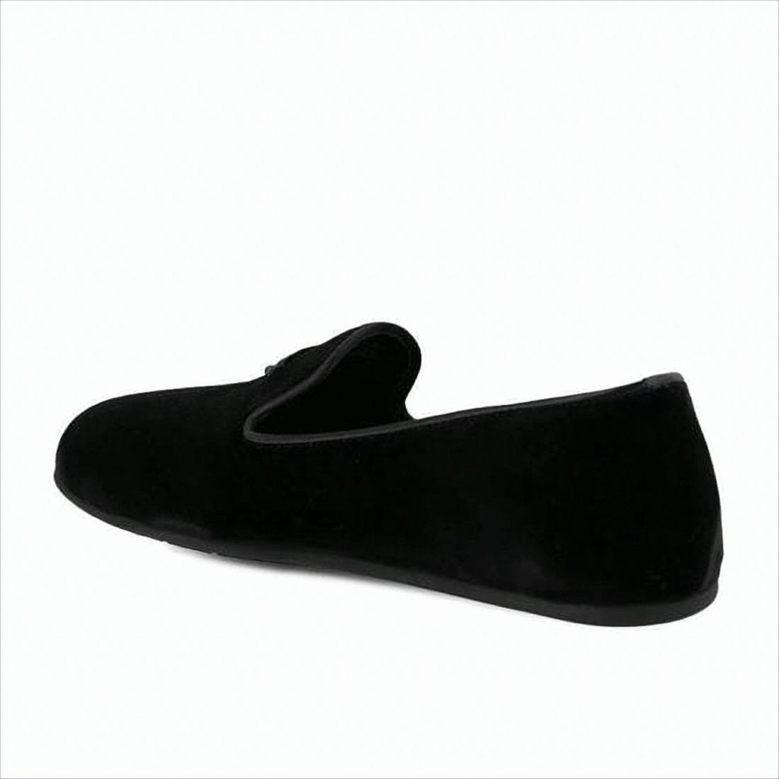 Prada Velvet Loafers With Triangular Emblem And Rubber Sole