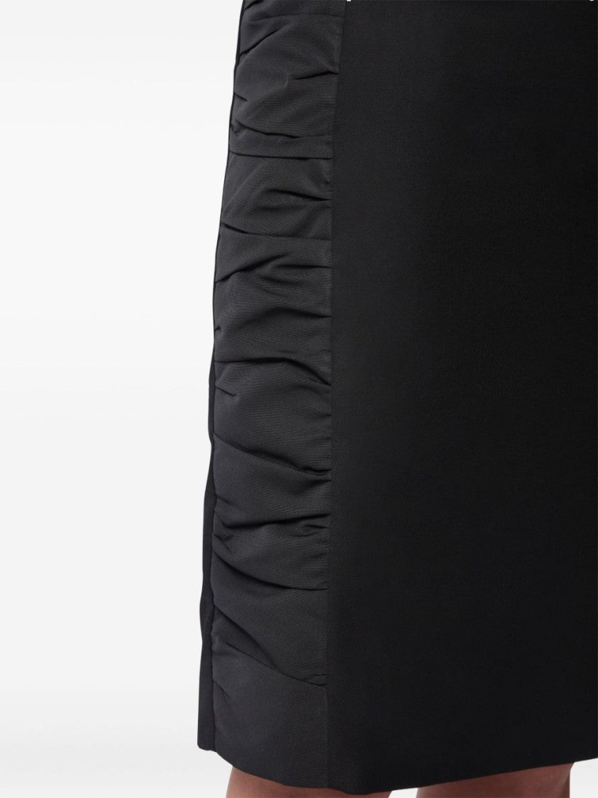 Nina Ricci Black Wool Ruched Detail Mini Skirt