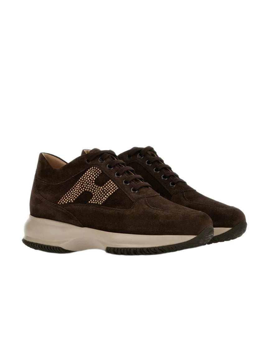 Hogan Timeless Suede Sneakers With Rhinestone Accent