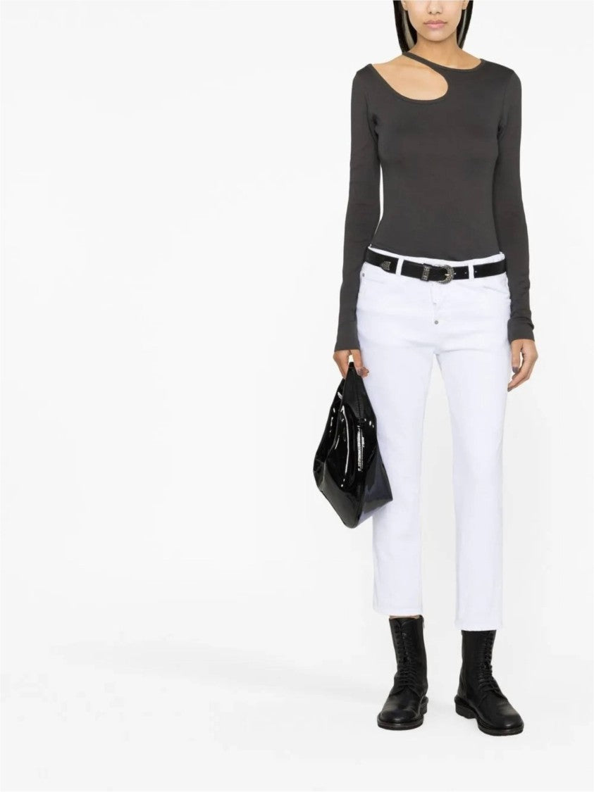 Dsquared2 Cropped White Cotton Five-Pocket Pants