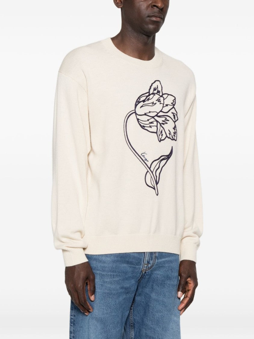 Kenzo V-Neck Long Sleeve Knit Sweater