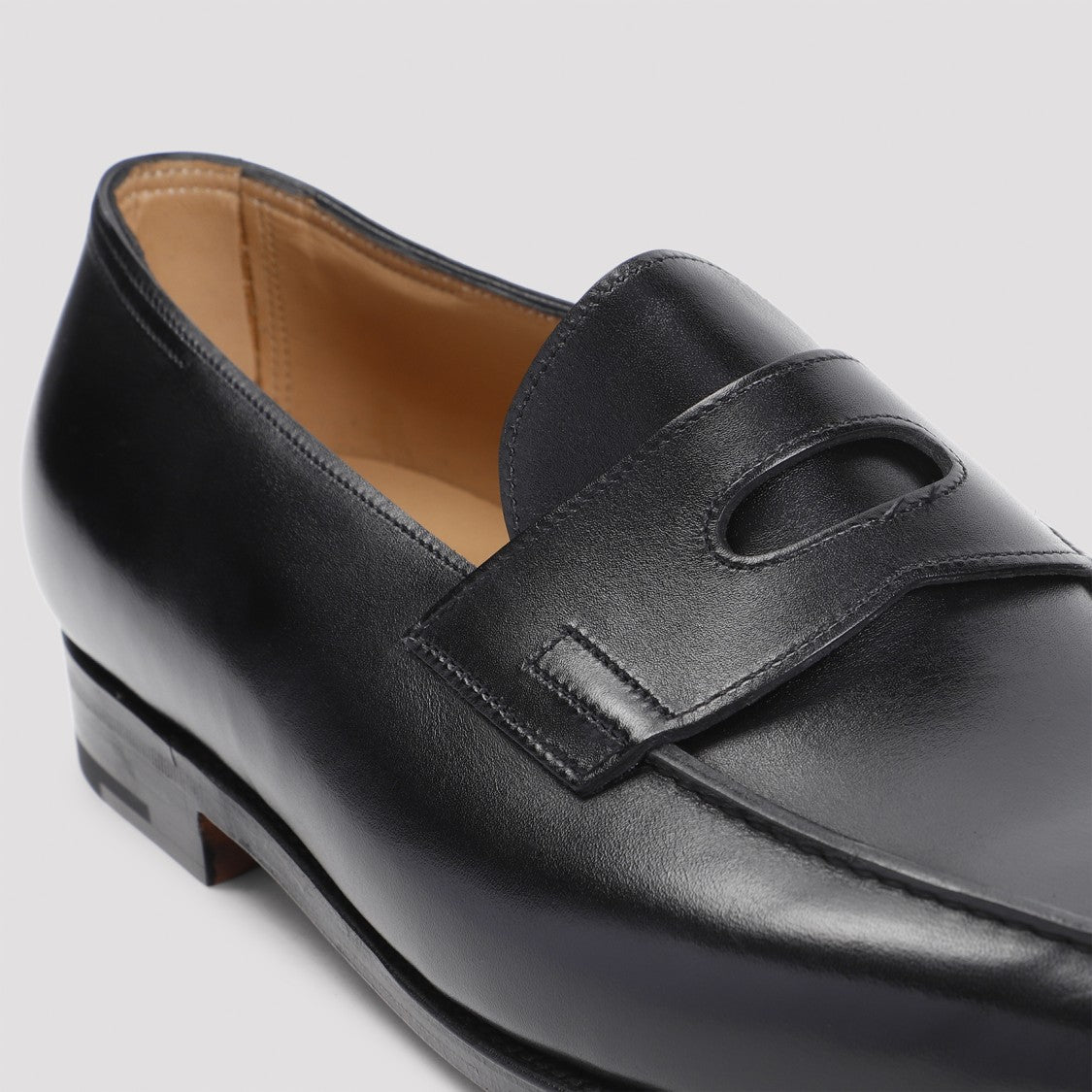 John Lobb Lopez Black Calf Leather Loafers